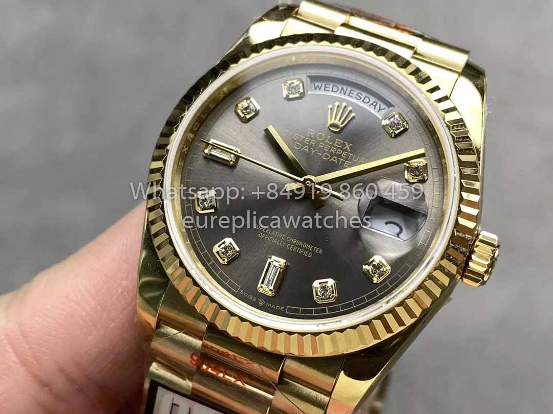 Rolex Day Date M128235 purple mother of pearl QF Factory 1:1 Best Clone Yellow Gold 36