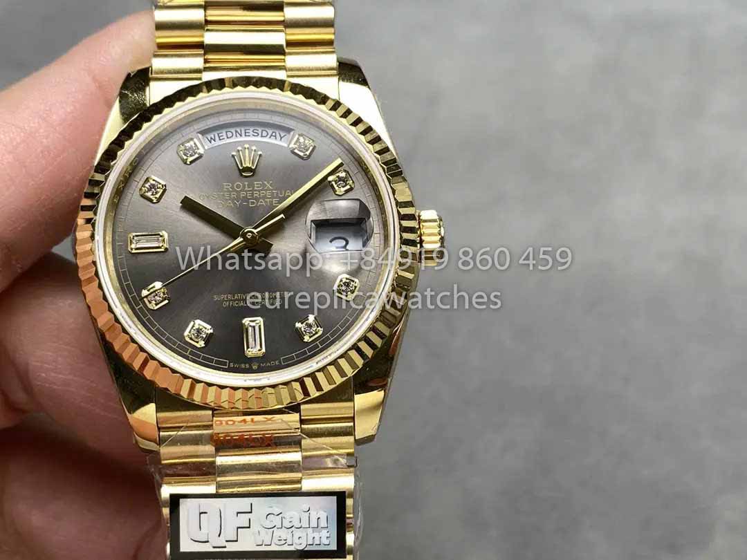 Rolex Day Date M128235 purple mother of pearl QF Factory 1:1 Best Clone Yellow Gold 36