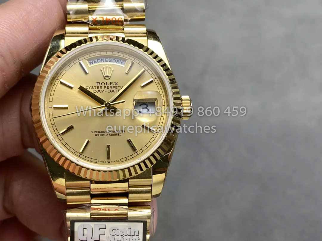 Rolex Day Date M128238-0045 - 128238-0045 Index Dial QF Factory 1:1 Best Clone 36mm