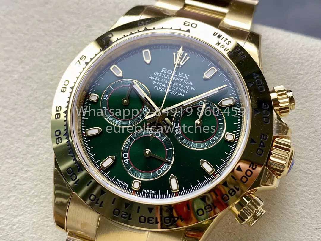 Rolex Yellow Gold Cosmograph Daytona 40 Watch Green Arabic Dial 116508  VS Factory 1:1 Super Clone