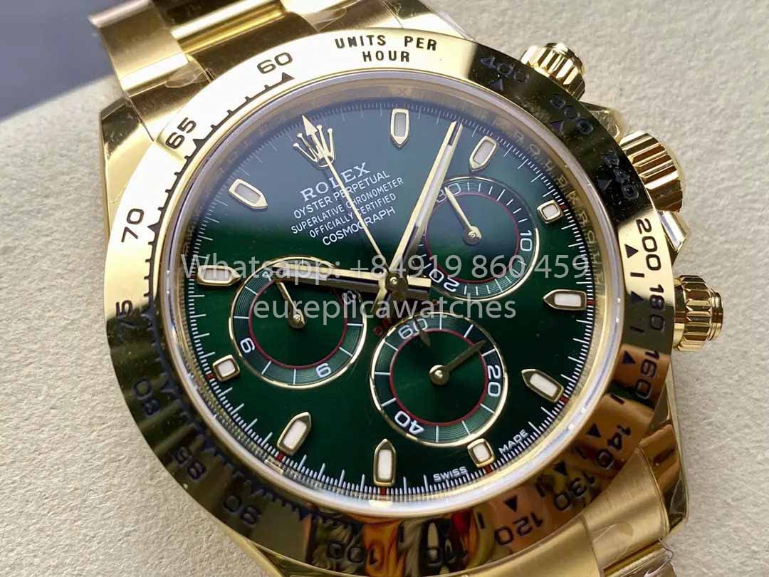 Rolex Yellow Gold Cosmograph Daytona 40 Watch Green Arabic Dial 116508  VS Factory 1:1 Super Clone