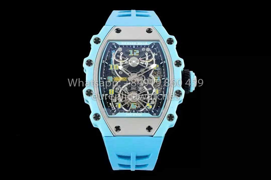 Richard Mille RM21-01  Blue Tiffany Tourbillon Watch 1:1 best Clone RM Factory