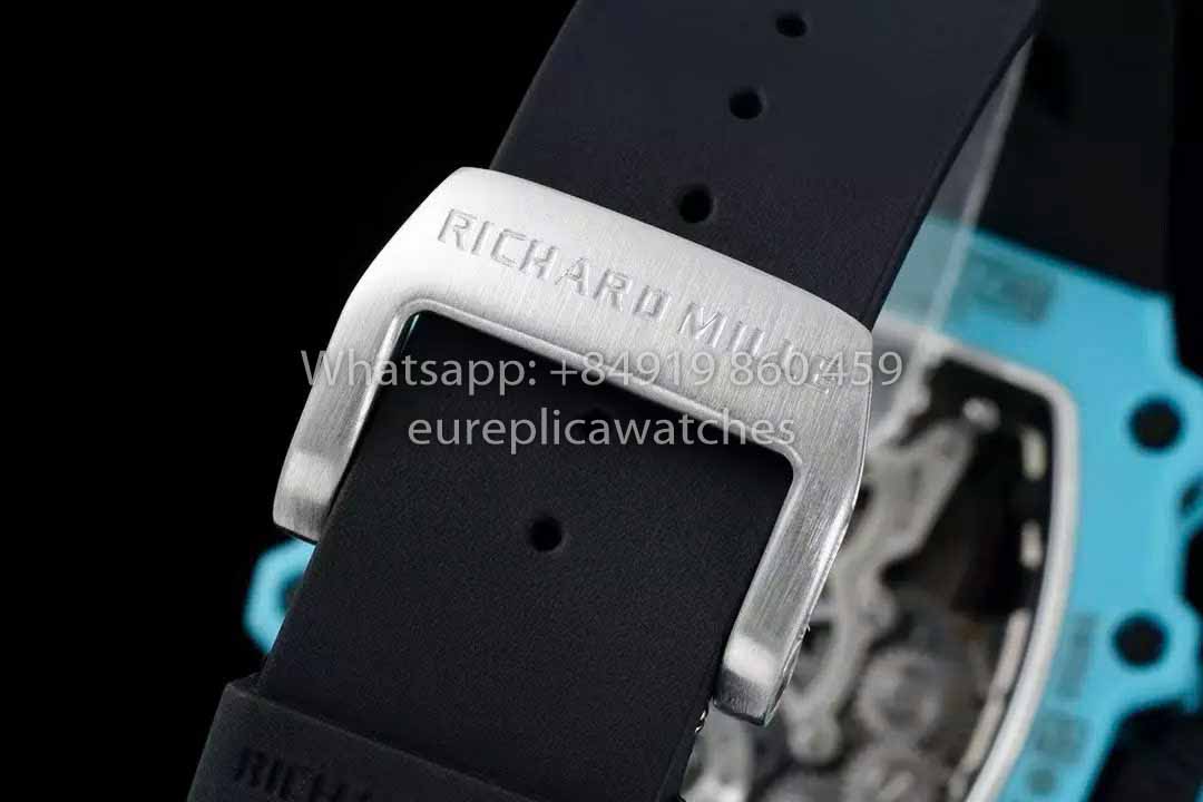 Richard Mille RM21-01  Blue Tiffany Tourbillon Watch 1:1 best Clone RM Factory Black Strap