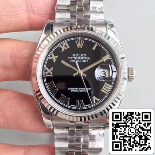 Rolex Datejust 116334 EW Factory 1:1 Best Edition Swiss ETA2836 Black Dial Roman Marker