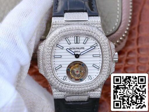 Patek Philippe Nautilus Jumbo 5711 R8 Factory 1:1 Best Edition Swiss Tourbillon White Dial