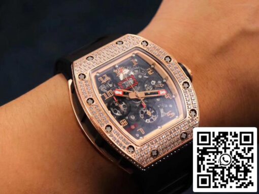 Richard Mille RM011 RG/5423 1:1 Best Edition KV Factory Rose Gold Diamond Swiss Movement - immagine 10