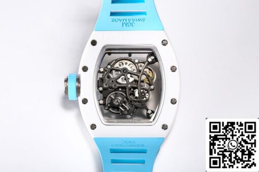 Richard Mille RM-055 1:1 Best Edition BBR Factory Ceramic Case Blue Strap - Image 2