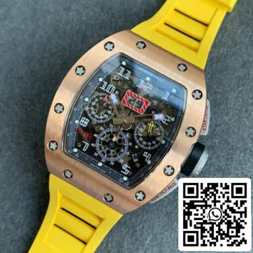 Richard Mille RM011 1:1 Best Edition KV Factory Rose Gold Rubber Strap - immagine 3