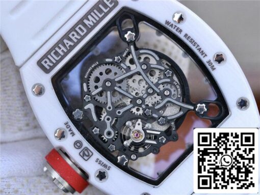 Richard Mille RM055 1:1 Best Edition KV Factory White Rubber Strap - immagine 3