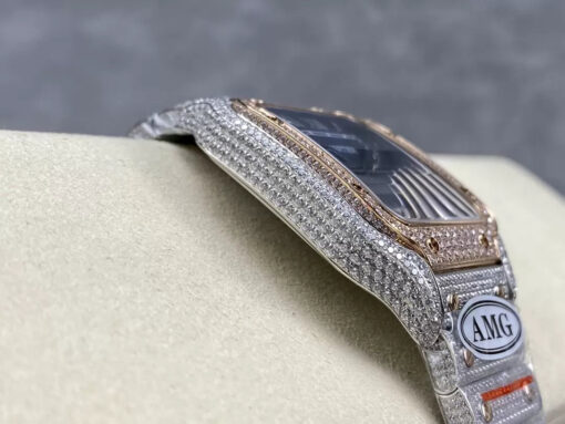 Santos De Cartier Diamond Watches Blue Dial 1:1 Best Edition AMG Factory Swarovski Stone - Image 6