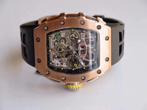 Richard Mille RM11-03 Rose gold 1:1 Best Edition KV KU+ Factory Black Strap - 이미지 6