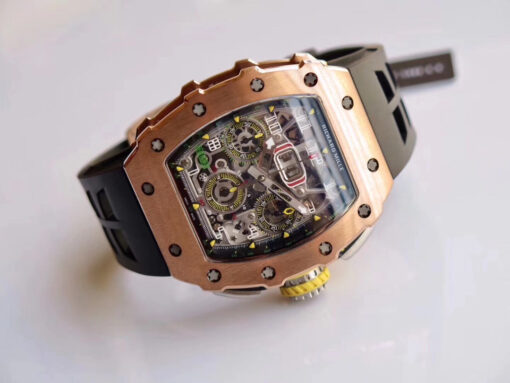 Richard Mille RM11-03 Rose gold 1:1 Best Edition KV KU+ Factory Black Strap - 이미지 7