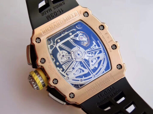 Richard Mille RM11-03 Rose gold 1:1 Best Edition KV KU+ Factory Black Strap - 이미지 3