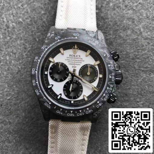 Rolex Daytona Cosmograph Carbon Fiber Diw Customized Version 1:1 Best Edition Noob Factory White Dial - Image 5