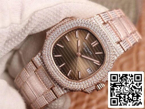 Patek Philippe Nautilus 5719-10G Rose Gold Diamond 1:1 Best Edition R8 Factory Gradient Brown Dial Swiss Cal.324 S‌ C — изображение 2