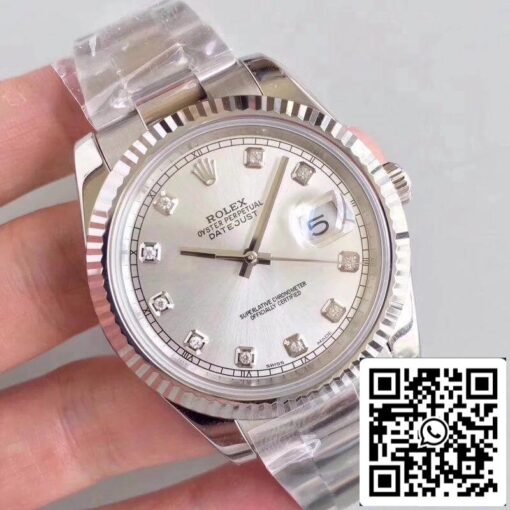 Rolex Datejust II 116334-0009 EW Factory 1:1 Best Edition Swiss ETA2836 Silver Dial Diamond Marker - Image 2