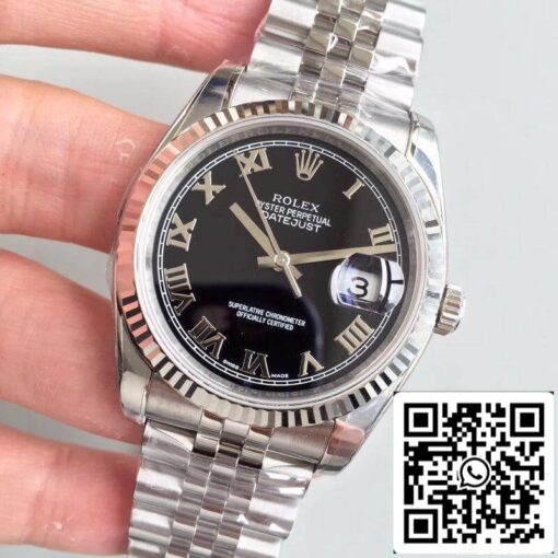 Rolex Datejust 116334 EW Factory 1:1 Best Edition Swiss ETA2836 Black Dial Roman Marker - immagine 2