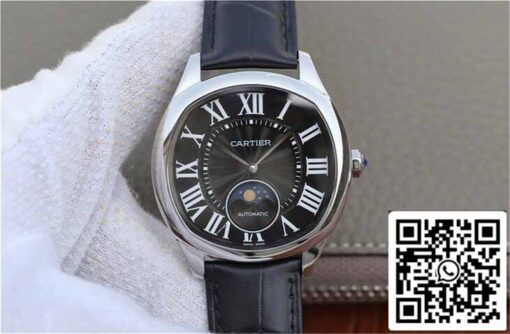 Drive De Cartier Moonphase WGNM0009 1:1 Best Edition Stainless Steel Black Dial