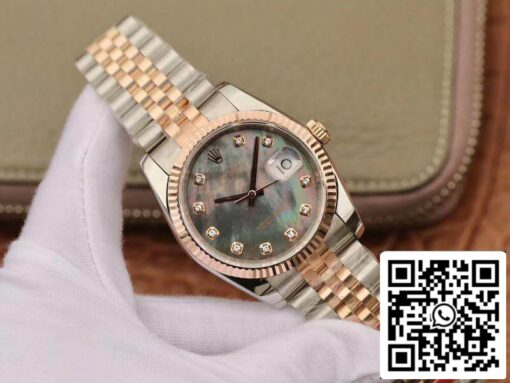 Rolex Datejust  36mm GM Factory 1:1 Best Edition Gray Dial Diamond Markers 18K Gold Wrapped Swiss ETA3135 - immagine 2