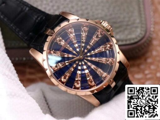 Roger Dubuis Excalibur RDDBEX0684 1:1 Best Edition ZZ Factory Rose Gold Blue Dial Swiss ETA9015 - 이미지 10