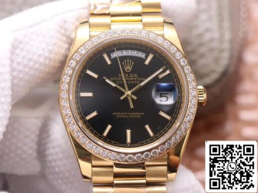 Rolex Day Date 40MM 1:1 Best Edition EW Factory Yellow Gold Black Dial - Imagen 10