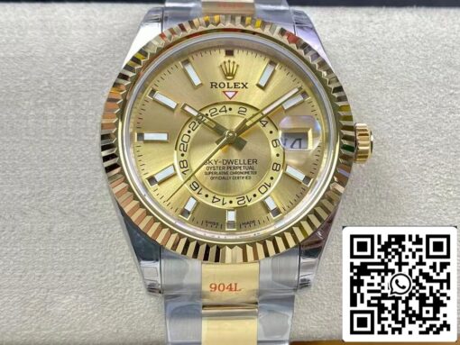 Rolex Sky Dweller M326933-0001 V2 Best 1:1 Edition Noob Factory Champagne Dial