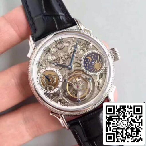 Patek Philippe Tourbillon Moonphase 1:1 Best Edition Swiss Tourbillon Skeleton and White Dial - Imagen 2