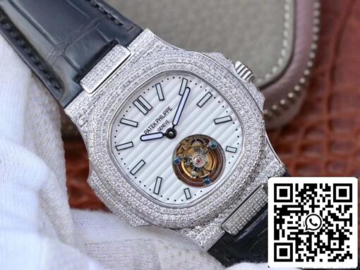 Patek Philippe Nautilus Jumbo 5711 R8 Factory 1:1 Best Edition Swiss Tourbillon White Dial - Imagen 2