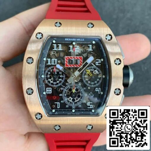 Richard Mille RM011 1:1 Best Edition KV Factory Rose Gold Red Strap