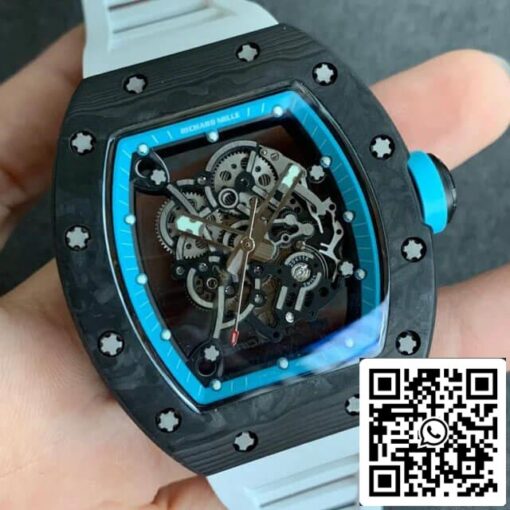 Richard Mille RM055 1:1 Best Edition KV Factory V2 Carbon Fiber Rubber Strap - immagine 2