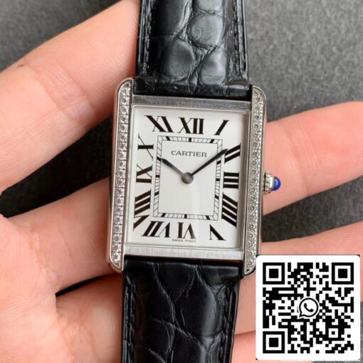 Cartier Tank 1:1 Best Edition K11 Factory Black Leather Strap