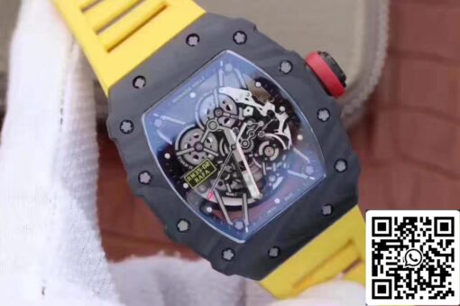 Richard Mille RM35-02 KV Factory 1:1 Best Edition Swiss ETA8215 Yellow Rubber Strap - immagine 8