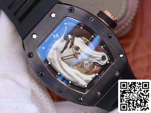 Richard Mille Polo Club Saint Tropez RM52-02 KV Factory 1:1 Best Edition Swiss ETA8215 Silver Horse Dial - Image 8