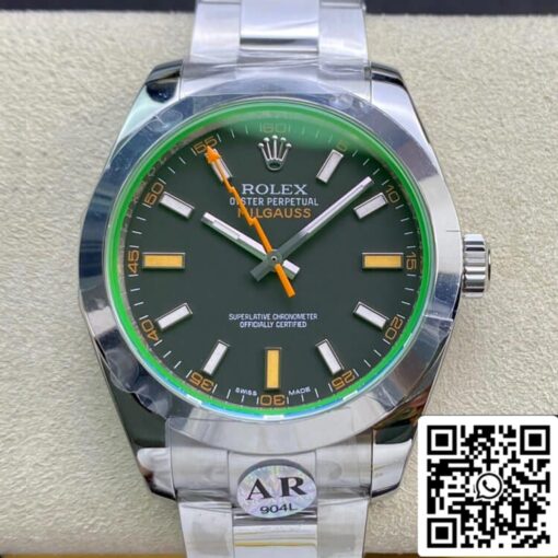 Rolex Milgauss 116400GV AR Factory 1:1 Best Edition Swiss ETA3131 Black Dial