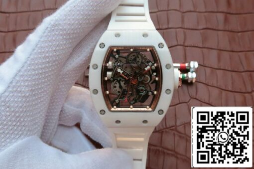 Richard Mille RM055 1:1 Best Edition KV Factory White Ceramic Rubber Strap