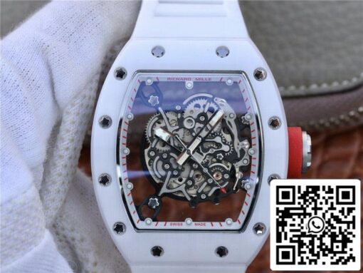 Richard Mille RM055 1:1 Best Edition KV Factory White Rubber Strap