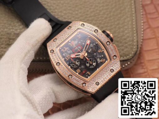 Richard Mille RM011 RG/5423 1:1 Best Edition KV Factory Rose Gold Diamond Swiss Movement - immagine 2