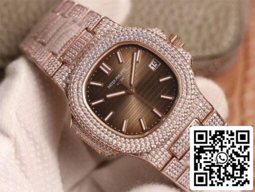 Patek Philippe Nautilus 5719-10G Rose Gold Diamond 1:1 Best Edition R8 Factory Gradient Brown Dial Swiss Cal.324 S‌ C — изображение 3