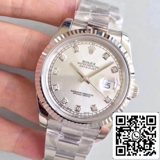 Rolex Datejust II 116334-0009 EW Factory 1:1 Best Edition Swiss ETA2836 Silver Dial Diamond Marker - Image 3