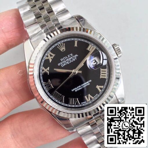 Rolex Datejust 116334 EW Factory 1:1 Best Edition Swiss ETA2836 Black Dial Roman Marker - immagine 3