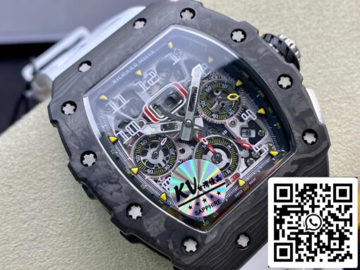 Richard Mille RM011-03 1:1 Best Edition KV Factory Carbon Fiber White Strap - Image 9