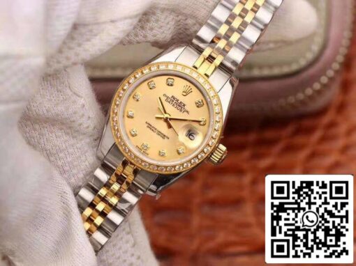 Rolex Lady Datejust 28MM 1:1 Best Edition Swiss NH05 Movement Plating 18K Gold Dial — изображение 3