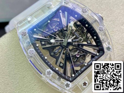 Richard Mille RM12-01 1:1 Best Edition RM Factory Tourbillon Transparent Version White Strap - Imagen 8