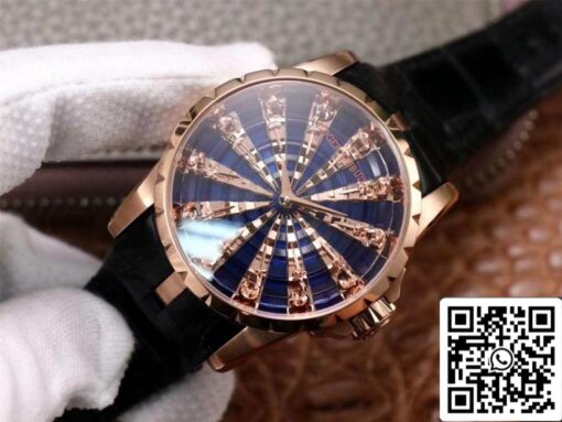 Roger Dubuis Excalibur RDDBEX0684 1:1 Best Edition ZZ Factory Rose Gold Blue Dial Swiss ETA9015 - 이미지 9