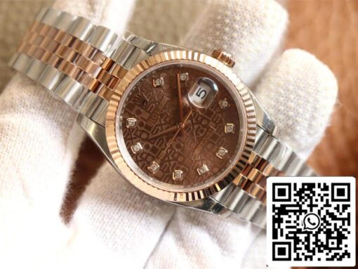 Rolex Datejust M126231-0025 1:1 Best Edition EW Factory Rose Gold Chocolate Color Dial - Imagen 9