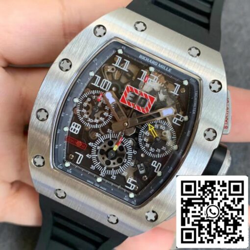 Richard Mille RM011 1:1 Best Edition KV Factory Black Rubber Strap - immagine 2