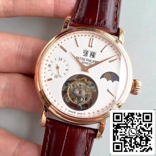 Patek Philippe Tourbillon Moonphase 24H Power Reserve 1:1 Best Edition Swiss Tourbillon White Dial - Imagen 3