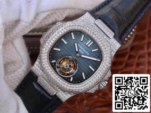 Patek Philippe Nautilus Jumbo 5711 R8 Factory 1:1 Best Edition Swiss Tourbillon Blue Dial - 이미지 3