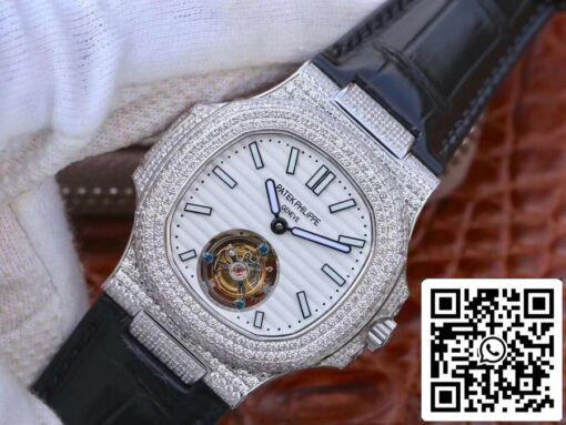 Patek Philippe Nautilus Jumbo 5711 R8 Factory 1:1 Best Edition Swiss Tourbillon White Dial - Imagen 3