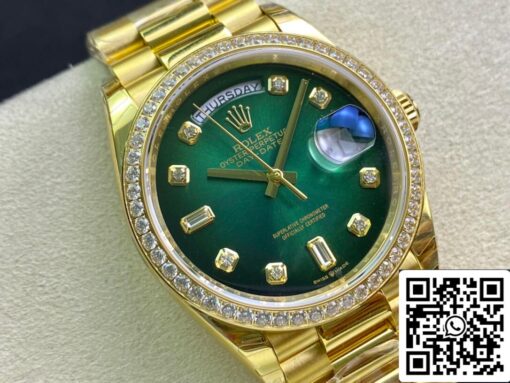 Rolex Day Date M128348RBR-0035 1:1 Best Edition EW Factory Gradient Green Dial - Imagen 9